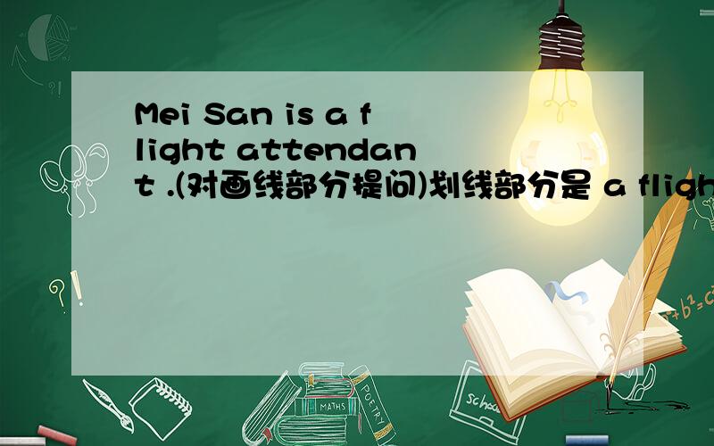 Mei San is a flight attendant .(对画线部分提问)划线部分是 a flight attendant