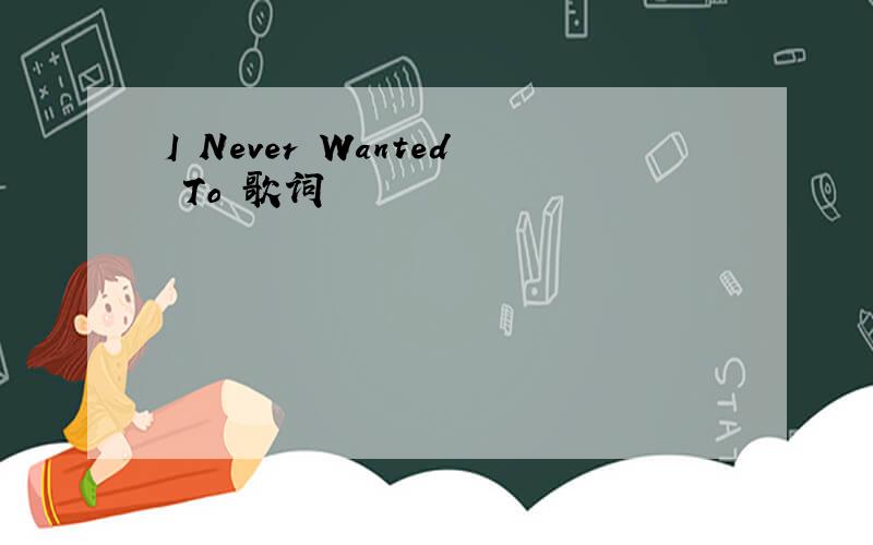 I Never Wanted To 歌词