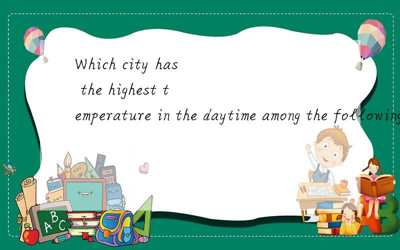 Which city has the highest temperature in the daytime among the following cities?的中文翻译