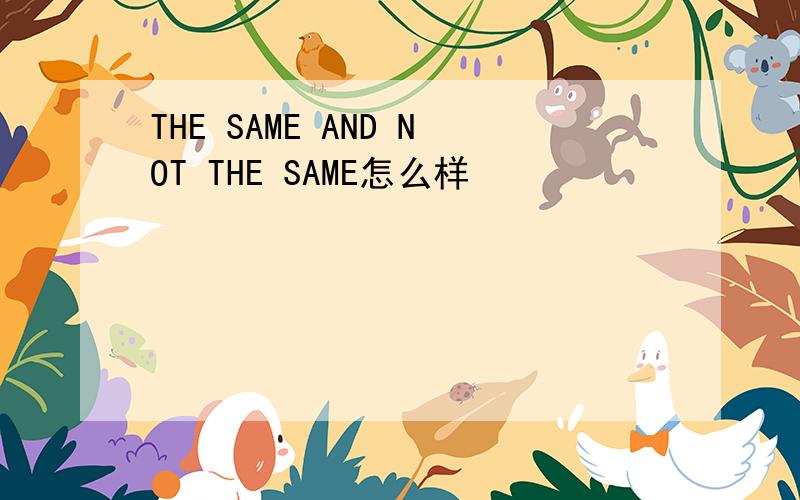 THE SAME AND NOT THE SAME怎么样