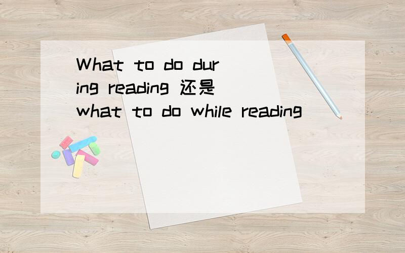 What to do during reading 还是what to do while reading