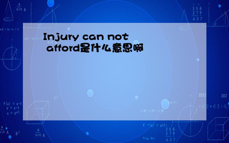 Injury can not afford是什么意思啊