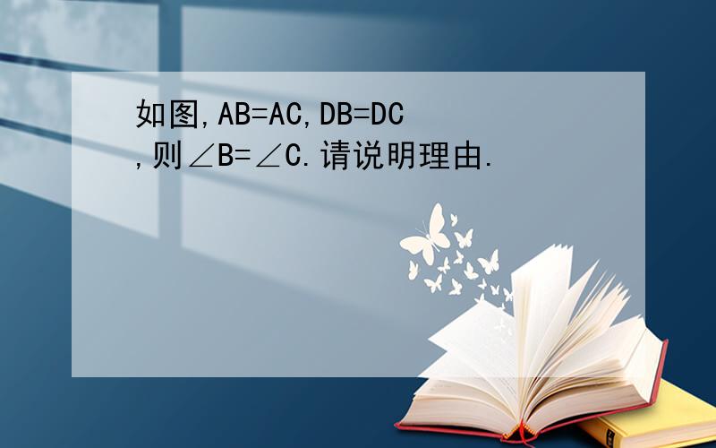 如图,AB=AC,DB=DC,则∠B=∠C.请说明理由.