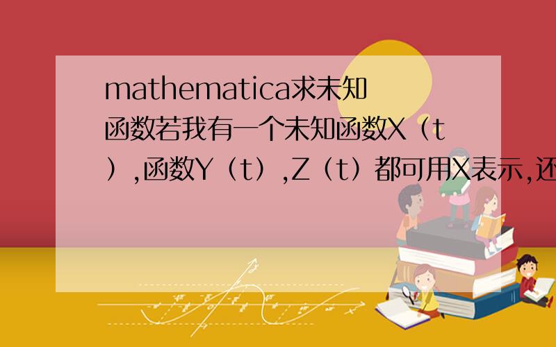 mathematica求未知函数若我有一个未知函数X（t）,函数Y（t）,Z（t）都可用X表示,还有一个函数H（t）已知,且满足H=Y+Z,怎么求X