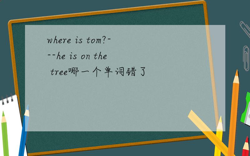 where is tom?---he is on the tree哪一个单词错了