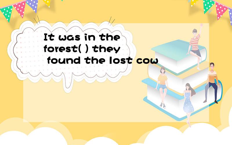 It was in the forest( ) they found the lost cow